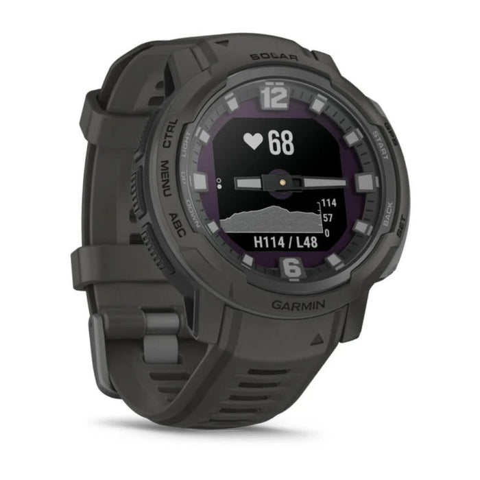 Garmin Instinct Crossover Graphite Silicone Band Solar Charging Capabilities Analog Hands and Digital Display Rugged Hybrid Smartwatch - 010-02730-11