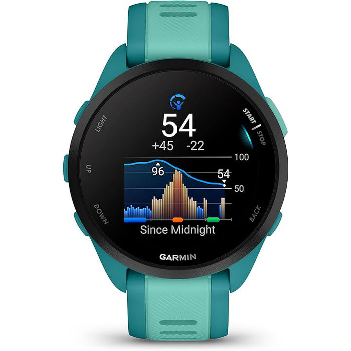Garmin Unisex Turqouise Forerunner 165 Music Colorful AMOLED Display Training Metrics and Recovery Insights Music on Your Wrist Running Smartwatch - 010-02863-32