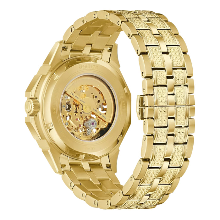 Bulova Men's Gold Dial Gold Stainless Steel Band Analog Automatic Watch - 98A292