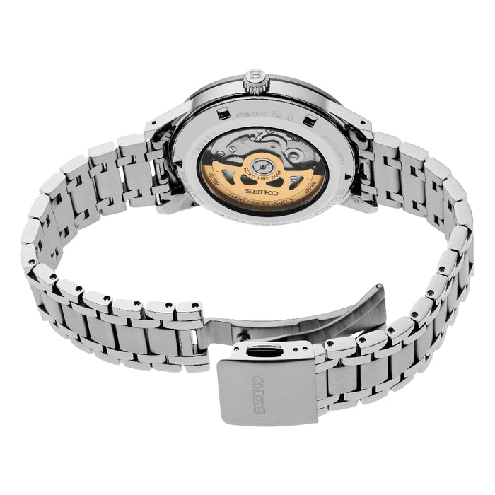 Seiko Presage Men's Brown Dial Silver Stainless Steel Band Analog Automatic Watch - SRPL09