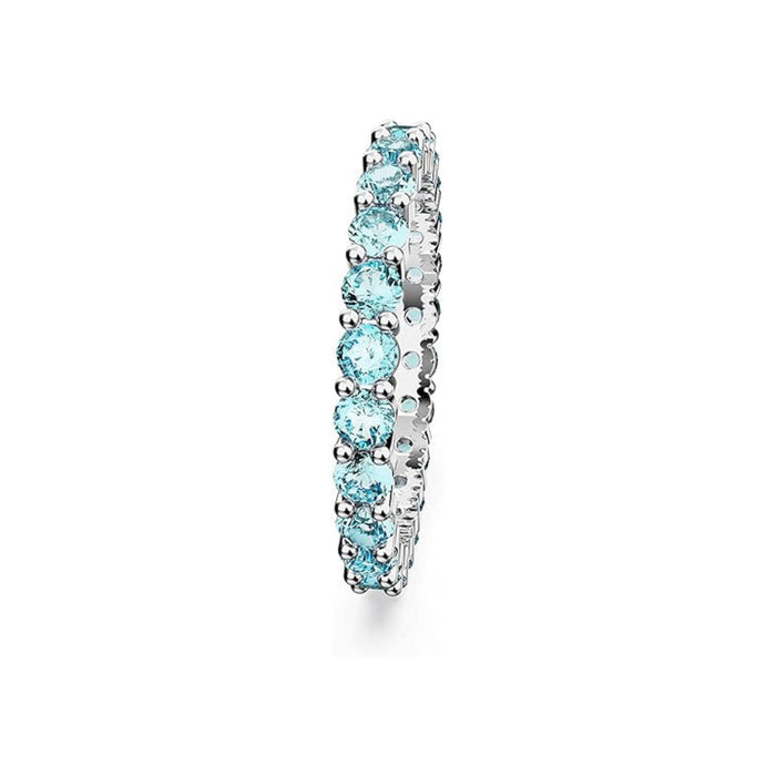 Swarovski Part of the Matrix Vittore Collection Women's Aquamarine-Blue Crystals on a Rhodium Finished Band Size 5 Matrix Vittore Ring - 5658672