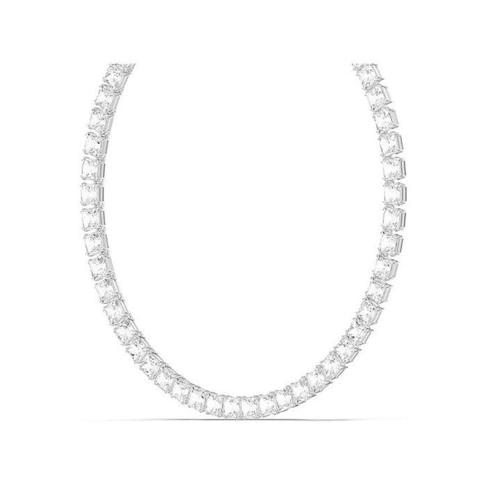 Swarovski Part of the Matrix Collection Women's Clear Square-Cut Crystals on a Rhodium Finish Chain Matrix All-Around Necklace - 5599153