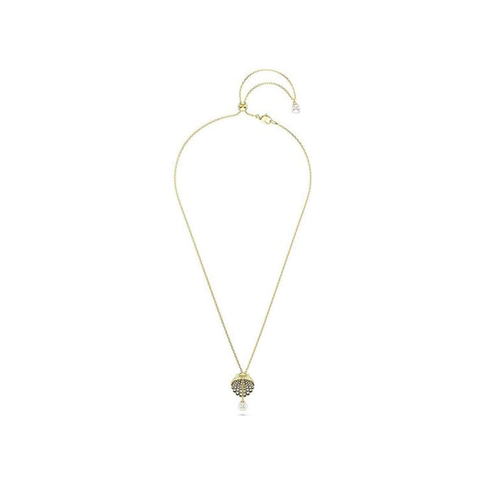 Swarovski Women's Shell Pendant with Crystal Pearl and Clear Round-Cut Crystals in a Gold-Tone Finished Setting Idyllia Y Pendant Necklace - 5683968