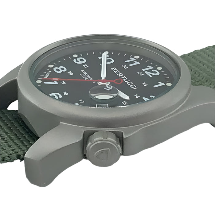 Bertucci A-1S Super Field Men's Black Dial Defender Drab Nylon Band Analog Japanese Quartz Watch - 10602