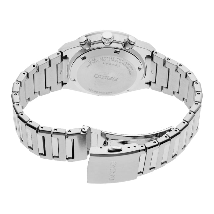 Seiko Men's Gray Dial Silver Stainless steel Band Analog Chronograph Quartz Watch - SSB455