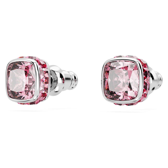 Swarovski Women's Pink Square-Cut Stone and Crystals in a Rhodium-Finished Setting October Birthstone Stud Earrings - 5661960