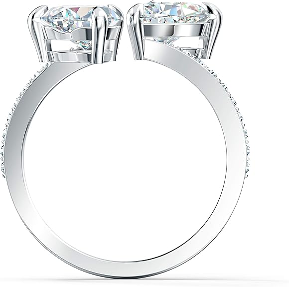 Swarovski Women's Clear Rhodium Finish Heart Cut Crystals Attract Soul Ring - 5535192