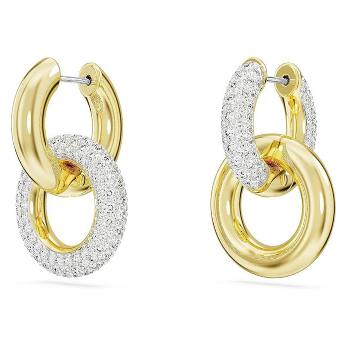 Swarovski Women's Clear Gold-tone Finish Interlocking Loop Dextera Hoop Earrings - 5668818