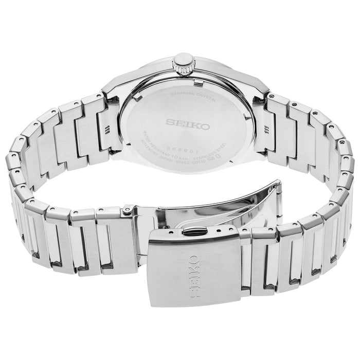 Seiko Men's Black Dial Silver-tone Stainless Steel Band Quartz Watch - SUR557