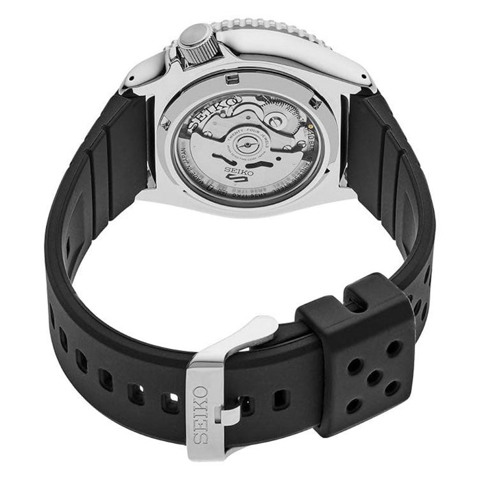 Seiko 5 Sports Men's Orange Dial Black Silicone Band Analog Automatic Watch - SRPL89