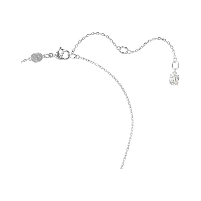 Swarovski Women's Blue Oval-Cut Stone and Clear Pavé Crystals in a Rhodium Finished Setting Una Pendant Necklace - 5671809