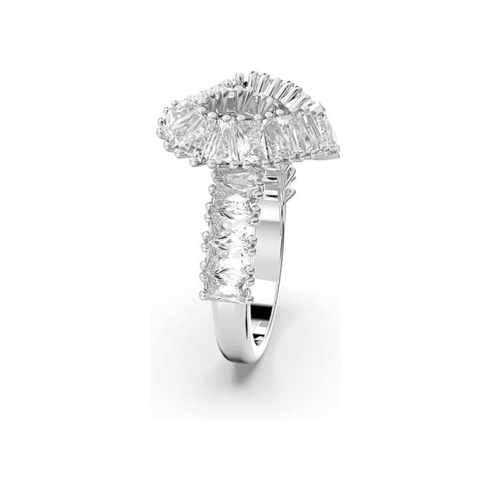 Swarovski Women's Woven Heart-Shaped Ring with Clear Crystals on a Rhodium Finished Setting Size 8 Matrix Cocktail Ring - 5648292