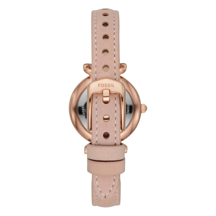 Fossil Carlie Mini Women's White Dial Beige Leather Band Analog Quartz Three-Hand Watch - ES4699