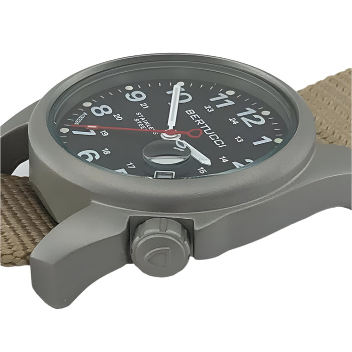 Bertucci A-1S Super Field Men's Black Dial Defender Khaki Nylon Band Analog Japanese Quartz Watch - 10601