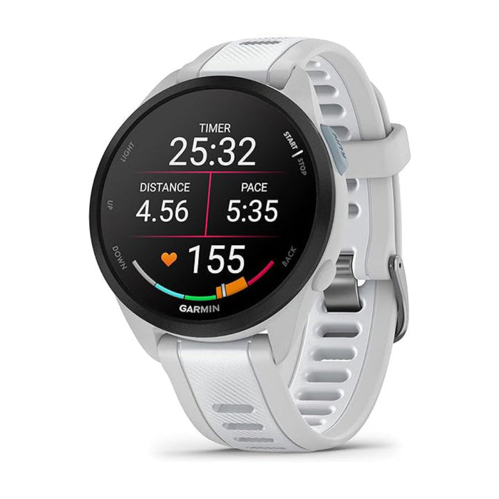 Garmin Unisex Whitestone Forerunner 165 Music Colorful AMOLED Display Training Metrics and Recovery Insights Music on Your Wrist Running Smartwatch - 010-02863-31