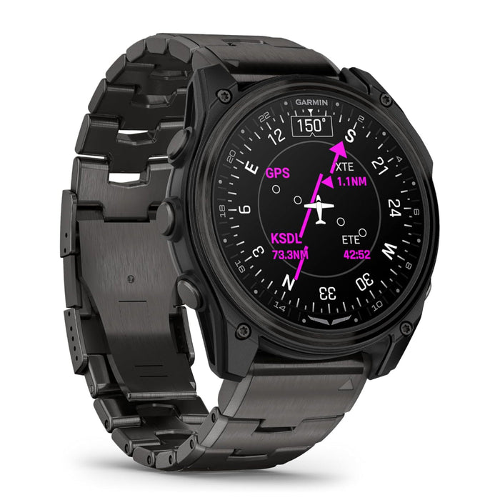 Garmin D2™ Mach 2 – 51 MM Unisex Carbon Gray DLC Titanium With Titanium Bracelet Advanced Flight Maps LED Flashlight Built-in Microphone/Speaker For Calls And Texts Premium Aviator Smartwatch With GPS - 010-02905-30