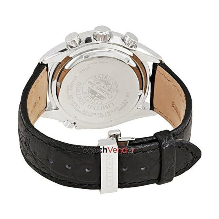 Citizen Men's Silver Dial Black Crocodile Leather Band Analog Chronograph Eco-Drive Watch - AV0060-00A