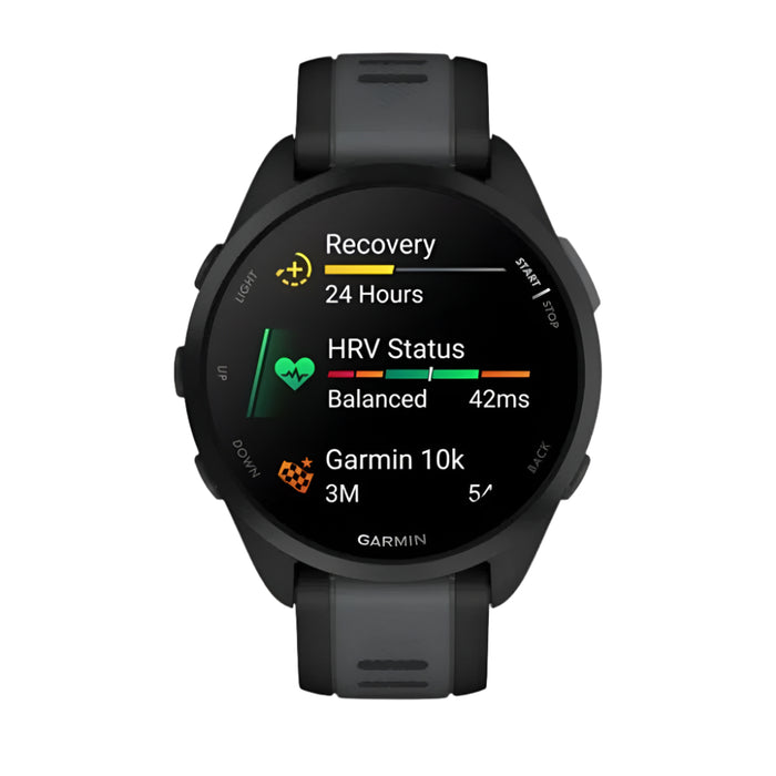 Garmin Unisex Black Forerunner 165 Colorful AMOLED Display Training Metrics and Recovery Insights Running Smartwatch - 010-02863-20