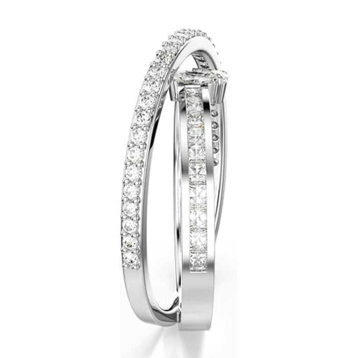 Swarovski Women's Clear Cubic Zirconia Rhodium Finished Size 5 Mixed Cuts Hyperbola Ring - 5691228