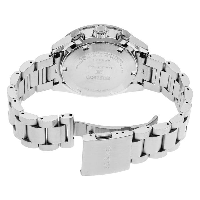 SEIKO Men's Blue Dial Silver-Tone Stainless Steel Band Chronograph Quartz Watch - SSC931