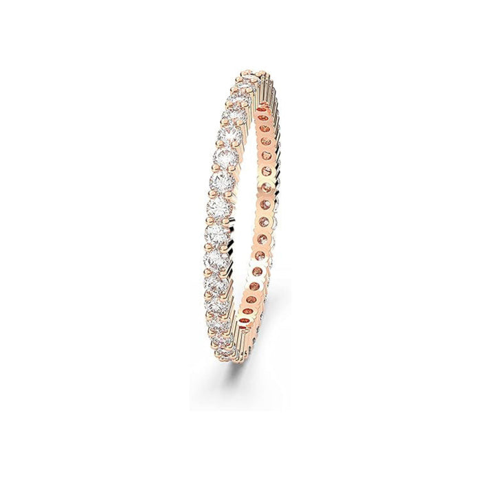 Swarovski Women's Round Cut Clear Crystal Rose Gold-Tone Finish Size 7 Vittore Ring - 5655707