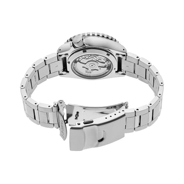 Seiko Men's Blue Dial Silver Stainless Steel Band Analog Automatic 5 Sports Watch - SRPK97