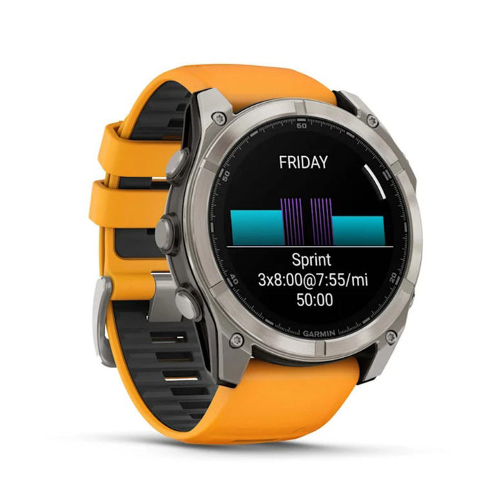 Garmin fēnix 8 Unisex Titanium with Spark Orange/Graphite Band Amoled Sapphire Long-Lasting Battery Life Dive-Rated Built-in LED Flashlight 51 Millimeters Premium Multisport GPS Smartwatch - 010-02905-10