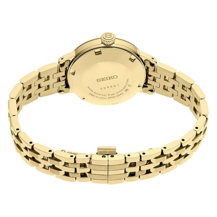 Seiko Women's Gold-Tone Dial Gold Stainless Steel Band Analog Automatic Watch - SRE018