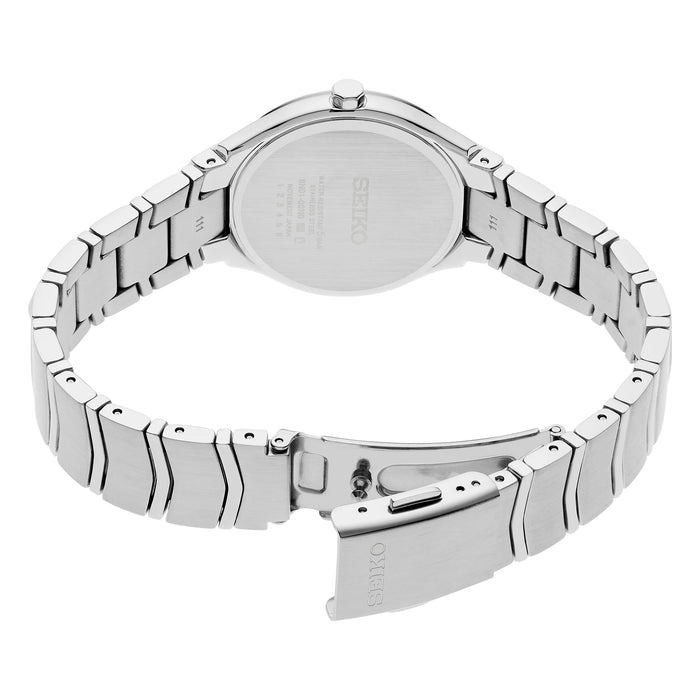 Seiko Women's Blue Dial Silver Stainless Steel Band Quartz Watch - SUR549