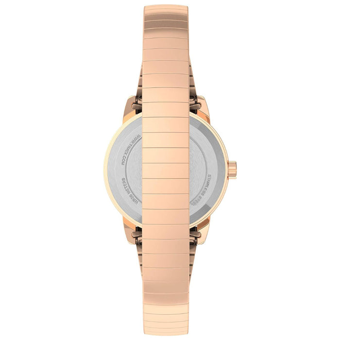 Timex Women's White Dial Rose Gold Stainless Steel Band Quartz Watch - TW2U08200