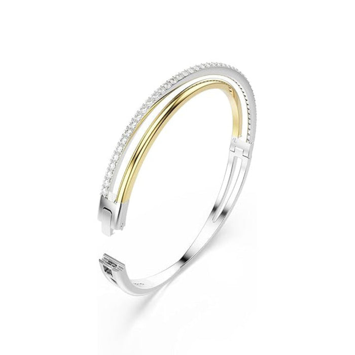 Swarovski Women's Clear Cubic Zirconia Mixed Metal Finish Round Cut Hyperbola Bangle Bracelet - 5689722