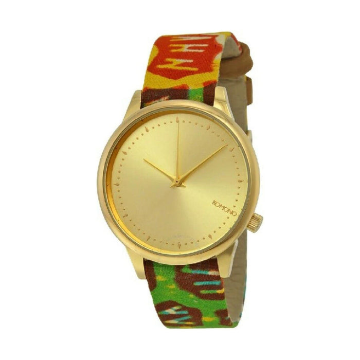 Komono Estelle Vlisco Womens Stainless Steel Case Multi Leather Gold Watch - KOM-W2851
