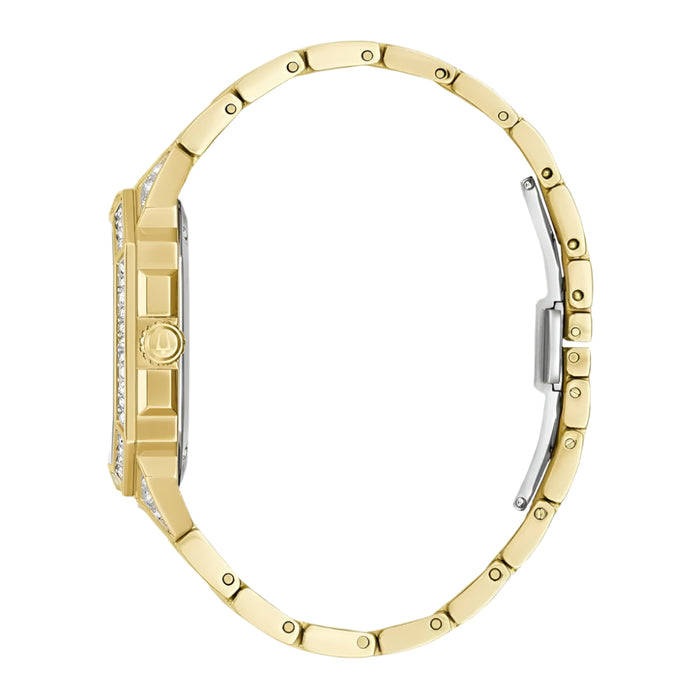 Bulova Men's Silver Dial Gold Stainless Steel Band Analog Quartz Watch - 98A295