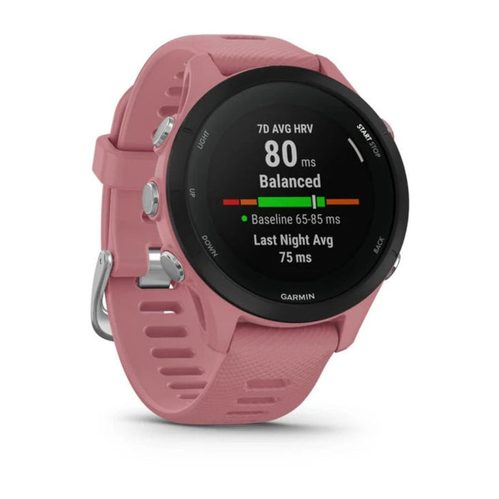 Garmin Forerunner® 255S Women's Light Pink Silicone Band Advanced Insights Long-Lasting Battery Smaller GPS Running Smartwatch - 010-02641-03