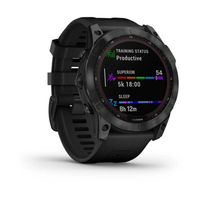 Garmin fenix 7X Sapphire Solar Edition Black DLC Titanium with Black Band Solar Charging GPS Touchscreen Smart Watch - 010-02541-22