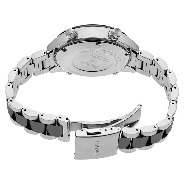 SEIKO Men's Black and Brown Dial Two-Tone Stainless Steel Band Prospex Speedtimer Chronograph Solar Quartz Watch - SFJ005