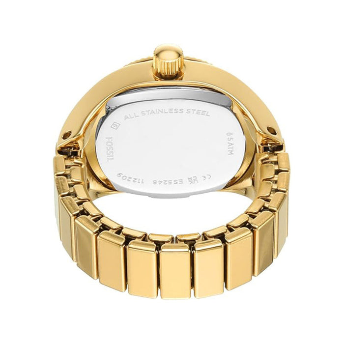 Fossil Women's Gold Dial Gold Stainless Steel Band Analog Quartz Two-Hand Watch Ring - ES5246