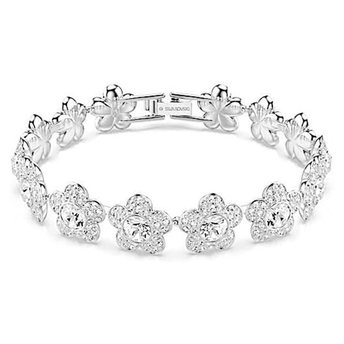 Swarovski Women's White Round Cut Flower Rhodium Plated Ariana Grande x Bracelet - 5749182