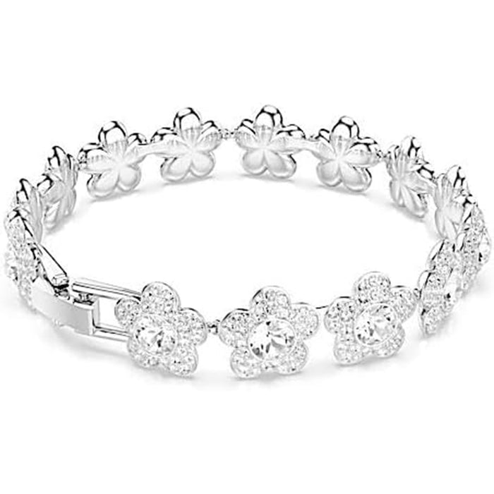 Swarovski Women's White Round Cut Flower Rhodium Plated Ariana Grande x Bracelet - 5749182