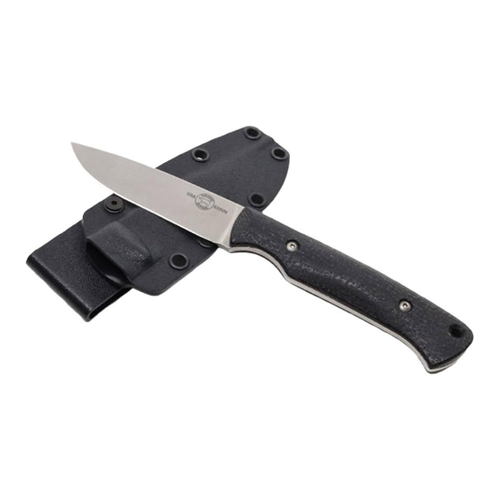 White River Black Burlap Micarta Handle Silver Knives Drop Point CPM S35VN Stainless Steel Blade Knife - WRHNT-BBL
