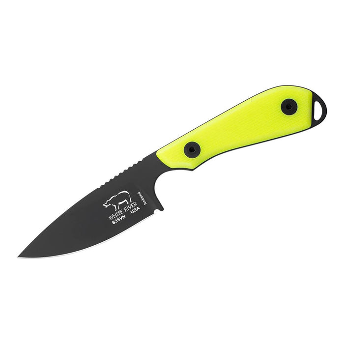 White River Hi-Vis Fiberglass 1 Pro Handle Knives Straight Stainless Steel Fixed Black Coated Blade Knife - WRM1-THV-CBI