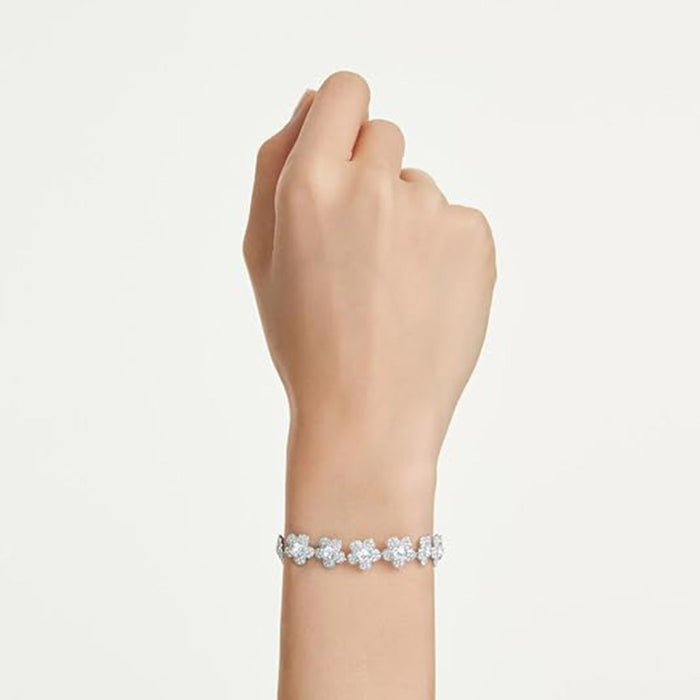 Swarovski Women's White Round Cut Flower Rhodium Plated Ariana Grande x Bracelet - 5749182