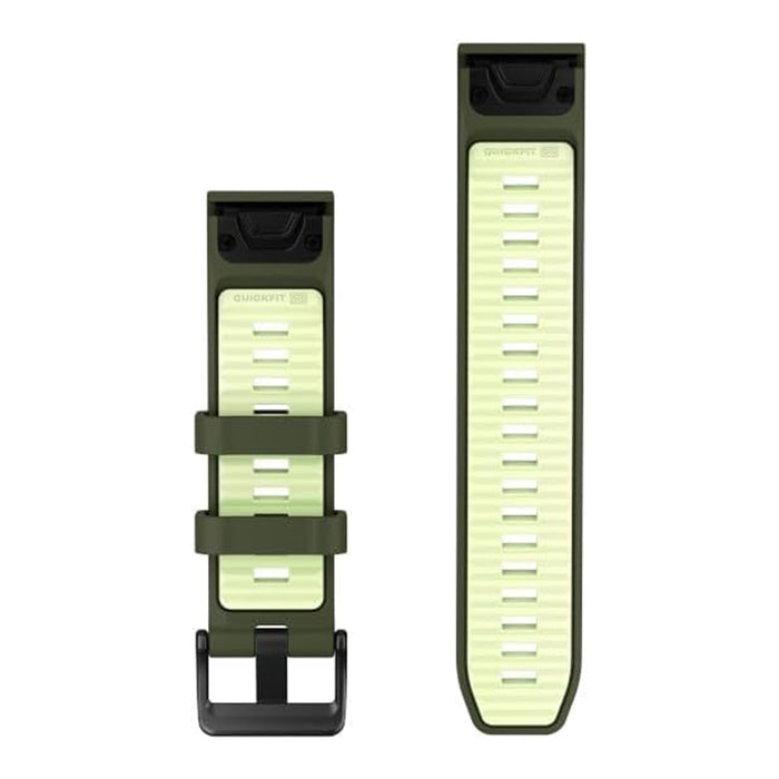 Garmin QuickFit Black 20mm  Olive Drab/Citron Silicone Watch Band - 010-14507-01