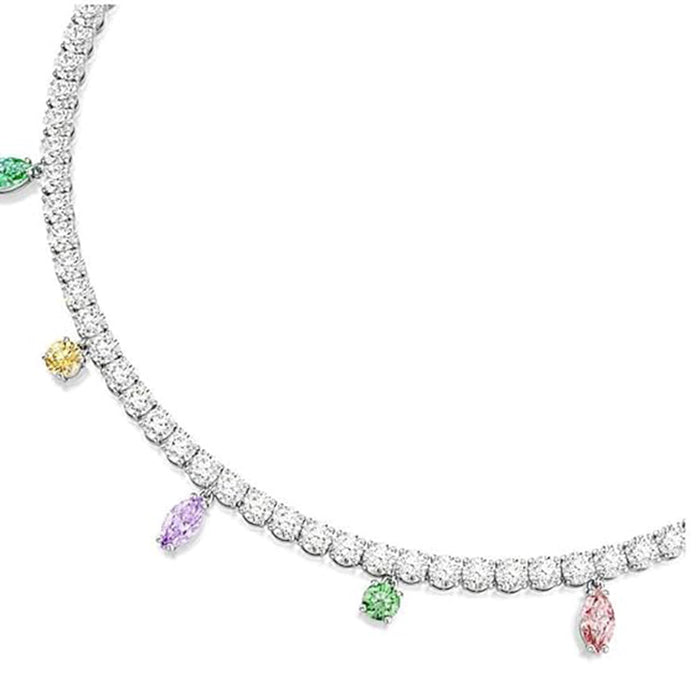 Swarovski Women's Multicolored Mixed Cut Rhodium plated, Ariana Grande x Tennis Necklace - 5737422
