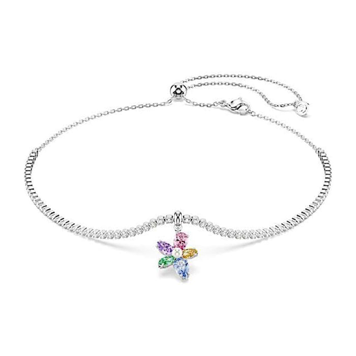 Swarovski Women's Multicolor Rhodium Plated Flower Mixed Cut Ariana Grande x Choker Necklace - 5749189