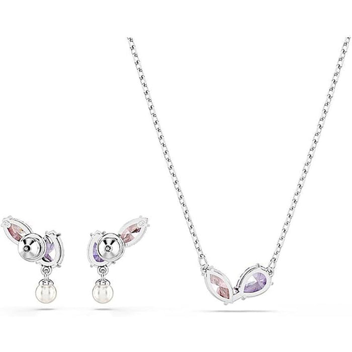Swarovski Women's Multicolor Crystals Rhodium Finish Mixed cuts Ariana Grande x Necklace & Earring Jewelry Set - 5746577