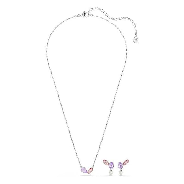 Swarovski Women's Multicolor Crystals Rhodium Finish Mixed cuts Ariana Grande x Necklace & Earring Jewelry Set - 5746577