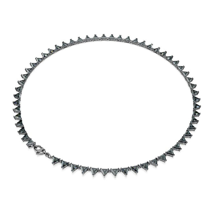 Swarovski Part of the Matrix Collection Women's Gray Triangle-Cut Crystals in a Ruthenium-Finished Setting Matrix Tennis Necklace - 5672276