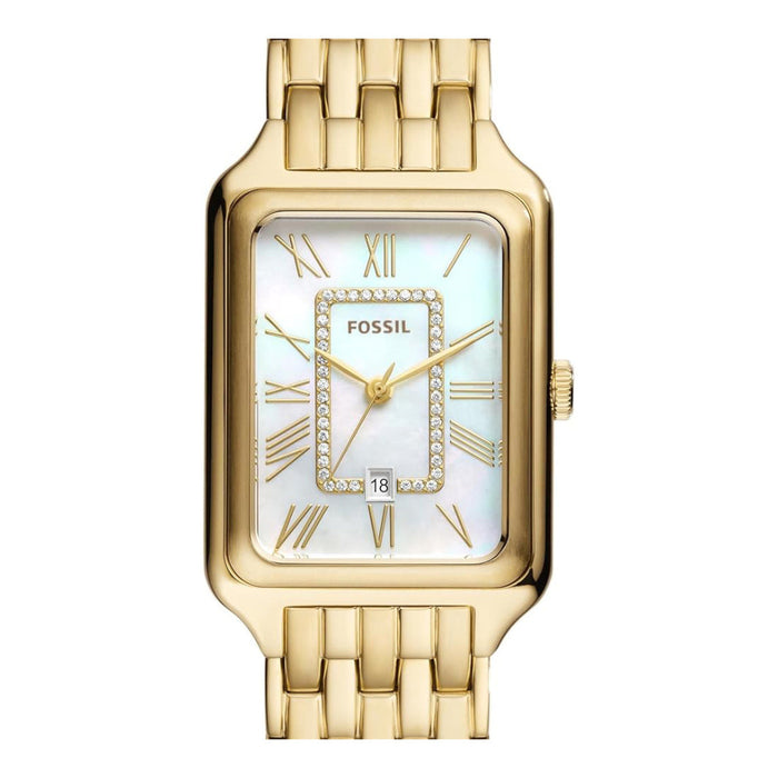 Fossil Raquel Women's White Dial Gold Stainless Steel Band Analog Quartz Three-Hand Watch - ES5304