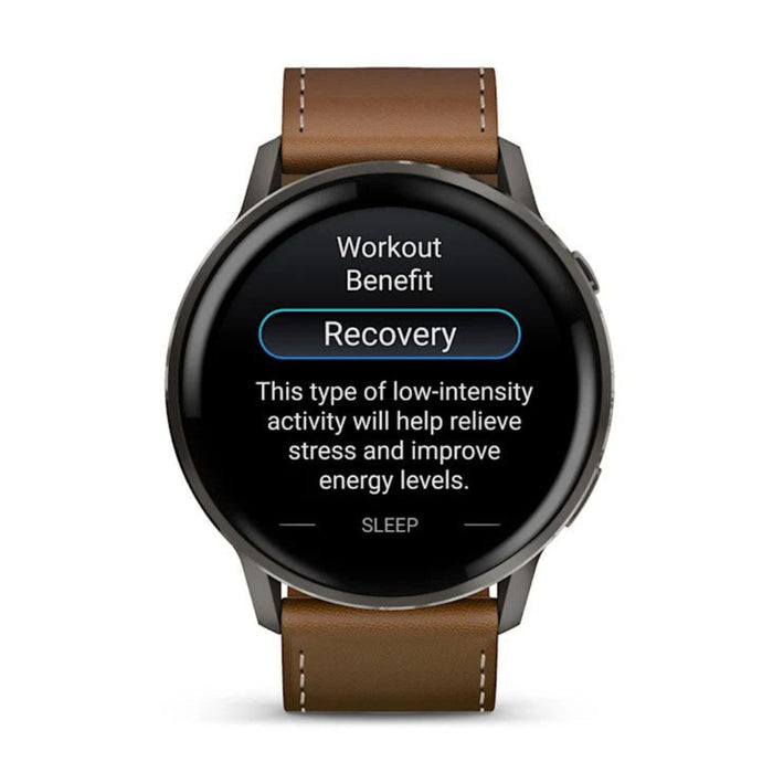 Garmin Venu® 4 - 45mm Unisex Slate With Black Silicone Band/Brown Leather Band Bright And Colorful Display Built-in Flashlight 12 Days Of Battery Life Advanced Health And Fitness GPS Smartwatch - 010-03014-03
